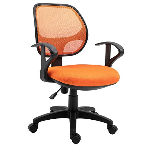 IDIMEX Kinderdrehstuhl Schreibtischstuhl Drehstuhl Bürodrehstuhl COOL, 5 Doppelrollen, Sitzpolsterung, Armlehnen, in orange von IDIMEX