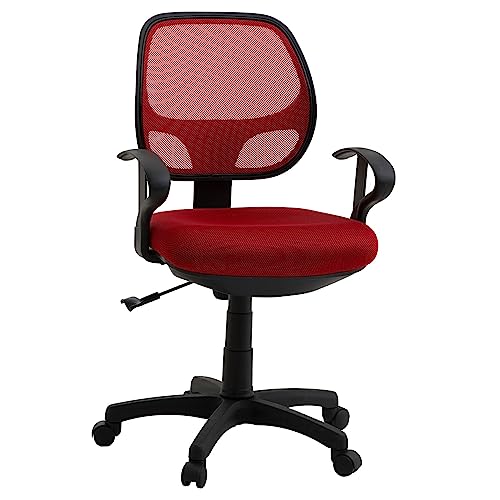 IDIMEX Kinderdrehstuhl Schreibtischstuhl Drehstuhl Bürodrehstuhl COOL, 5 Doppelrollen, Sitzpolsterung, Armlehnen, in rot von IDIMEX