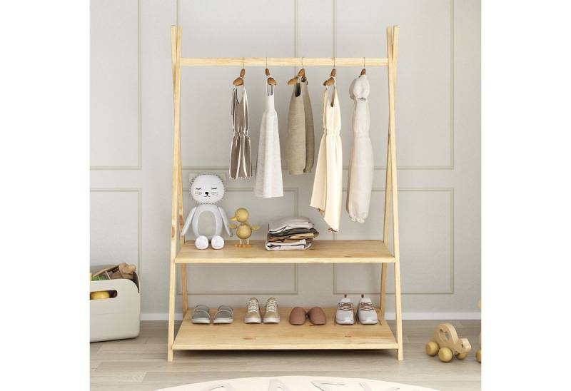 IDIMEX Kinderkleiderschrank DANILO Kindergarderobe freistehend Ablage Tipidesign von IDIMEX