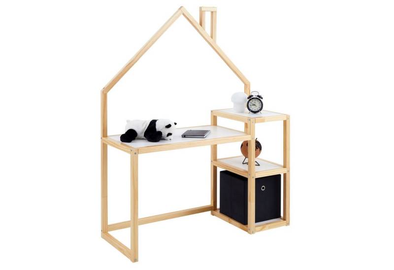 IDIMEX Kinderschreibtisch NIVIA, Kinderzimmer Schreibtisch mit Regal Hausdesign, Lerntisch natur/weiß von IDIMEX