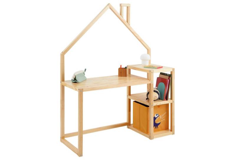 IDIMEX Kinderschreibtisch NIVIA, Kinderzimmer Schreibtisch mit Regal Hausdesign, Lerntisch natur von IDIMEX