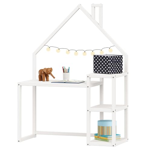 IDIMEX Kinderschreibtisch NIVIA Hausform weiß mit Regal Stauraum gefertigt aus Kiefer Massiv. Stabil langlebig perfekt für Kinderzimmer. Montessori-Möbel ideal für Hausaufgaben oder Bastelarbeiten. IDIMEX Kinderschreibtisch NIVIA Hausform weiß mit Regal Stauraum gefertigt aus Kiefer Massiv. Stabil langlebig perfekt für Kinderzimmer. Montessori-Möbel ideal für Hausaufgaben oder Bastelarbeiten. von IDIMEX