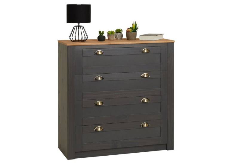 IDIMEX Kommode BOLTON, Kommode mit 4 Schubladen aus Kiefer Sideboard aus Massivholz mit Musch von IDIMEX