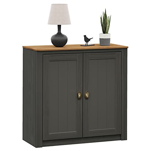 IDIMEX Kommode Bolton aus Kiefer in anthrazit/braun, Sideboard mit 2 Türen und Muschelgriffen, Buffetschrank aus Massivholz inkl. Einlegeböden von IDIMEX