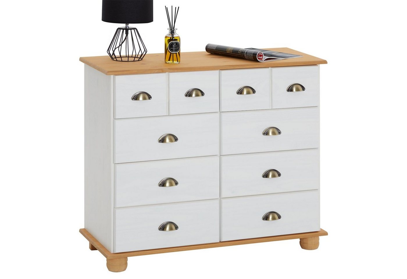 IDIMEX Kommode COLMAR, Schubladenschrank Kommode Apothekerschrank Sideboard, 8 Schubladen wei von IDIMEX