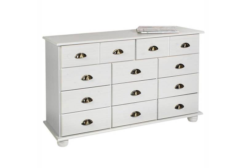 IDIMEX Kommode COLMAR, Schubladenkommode mit Muschelgriff, Sideboard Kiefer Massivholz weiß von IDIMEX