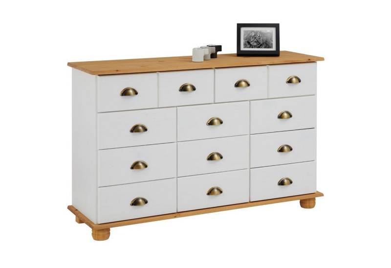 IDIMEX Kommode COLMAR, Schubladenkommode mit Muschelgriff, Sideboard Massivholz weiß/braun von IDIMEX