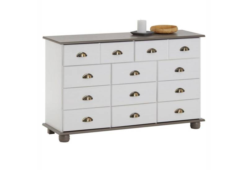 IDIMEX Kommode COLMAR, Schubladenkommode mit Muschelgriff, Sideboard Massivholz weiß/taupe von IDIMEX