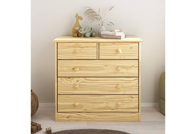 IDIMEX Kommode RONDO, Kommode Anrichte Sideboard mit 5 Schubladen Kiefer massiv lackiert in von IDIMEX