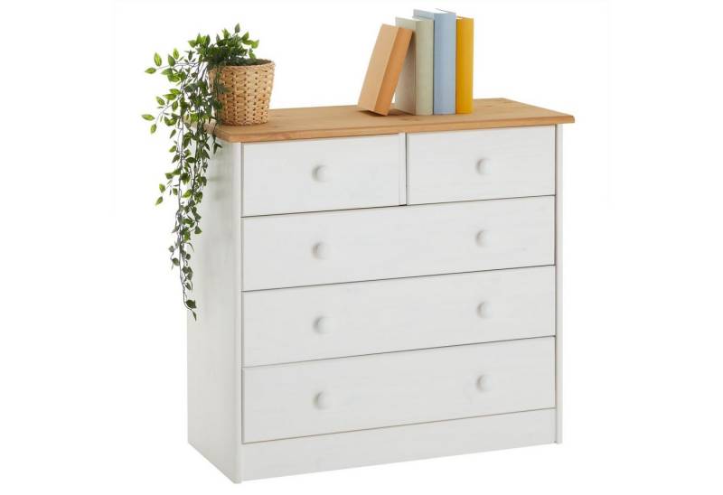 IDIMEX Kommode RONDO, Kommode Anrichte Sideboard mit 5 Schubladen Kiefer massiv lackiert in von IDIMEX