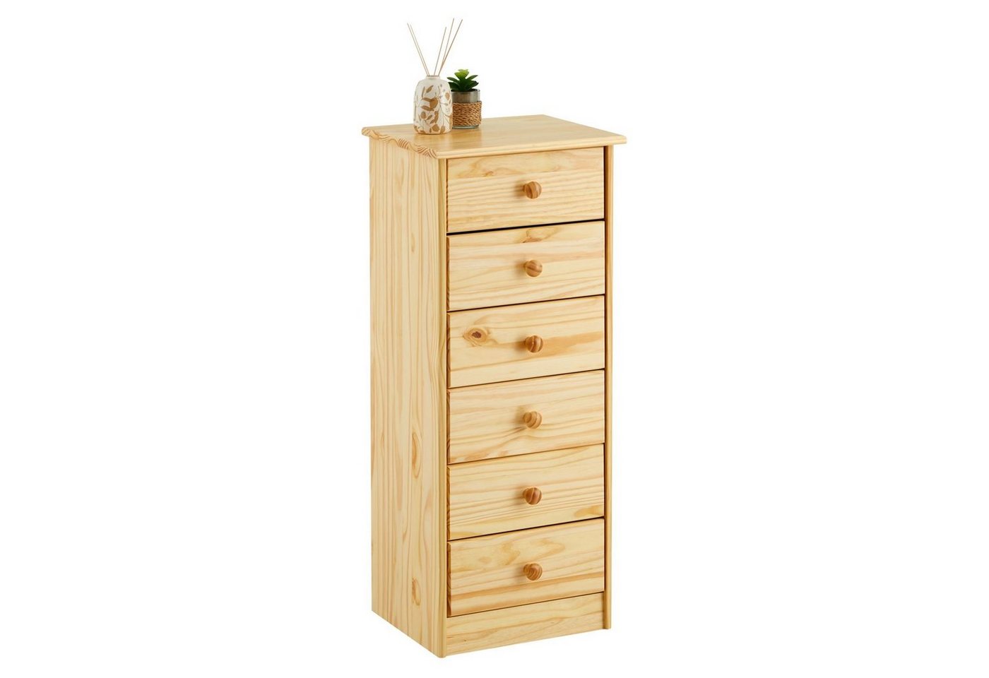 IDIMEX Kommode RONDO, Kommode Hochschrank Anrichte, 6 Schubladen, Kiefer massiv, natur lacki von IDIMEX