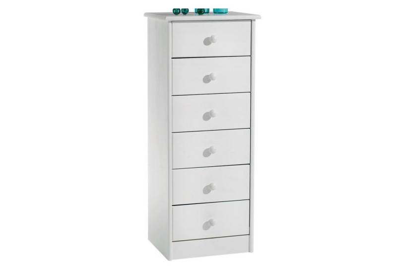 IDIMEX Kommode RONDO, Kommode Hochschrank mit 6 Schubladen Highboard Kiefer massiv lackiert von IDIMEX