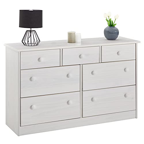 Sideboard Rondo, schöne Kommode im Landhausstil, Massive Holzkommode mit 7 Schubladen, Zeitlose Anrichte in weiß von IDIMEX