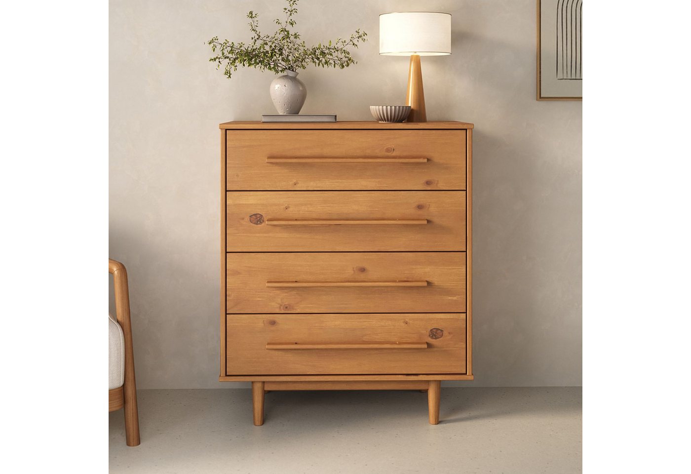 IDIMEX Kommode TECCA, Schubladenschrank mit 4 Schubladen aus Massivholz Eiche farben IDIMEX Kommode TECCA, Schubladenschrank mit 4 Schubladen aus Massivholz Eiche farben von IDIMEX