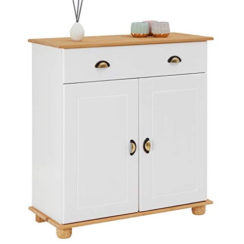 IDIMEX Kommode Vertiko Colmar, Highboard mit 1 Schublade und 2 Türen in Kiefer massiv weiß/braun von IDIMEX