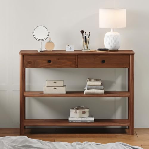 IDIMEX Konsolentisch APOANA aus Massivholz 110cm, Kastanie Farben – mit 2 Schubladen und 2 Ablagen ideal als schmaler Flurtisch oder Ablagetisch vielseitig einsetzbar im Wohnzimmer oder Schlafzimmer von IDIMEX