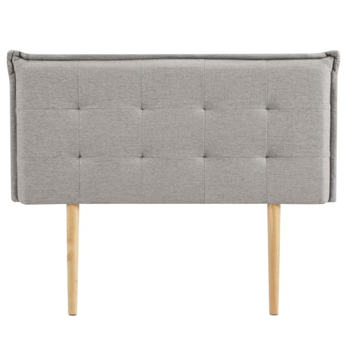 IDIMEX Kopfteil EBEYA mit Holzbeinen 120 cm grau - gepolsterte Bettrückwand, gemütliches Headboard mit hochwertigem Stoff, gesteppter Look von IDIMEX