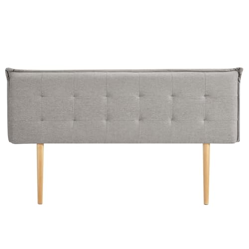 IDIMEX Kopfteil ZELOX mit Holzbeinen 160 cm in Grau - gepolsterte Bettrückwand für Doppelbetten, Headboard mit hochwertigem Stoffbezug & gestepptem Look von IDIMEX
