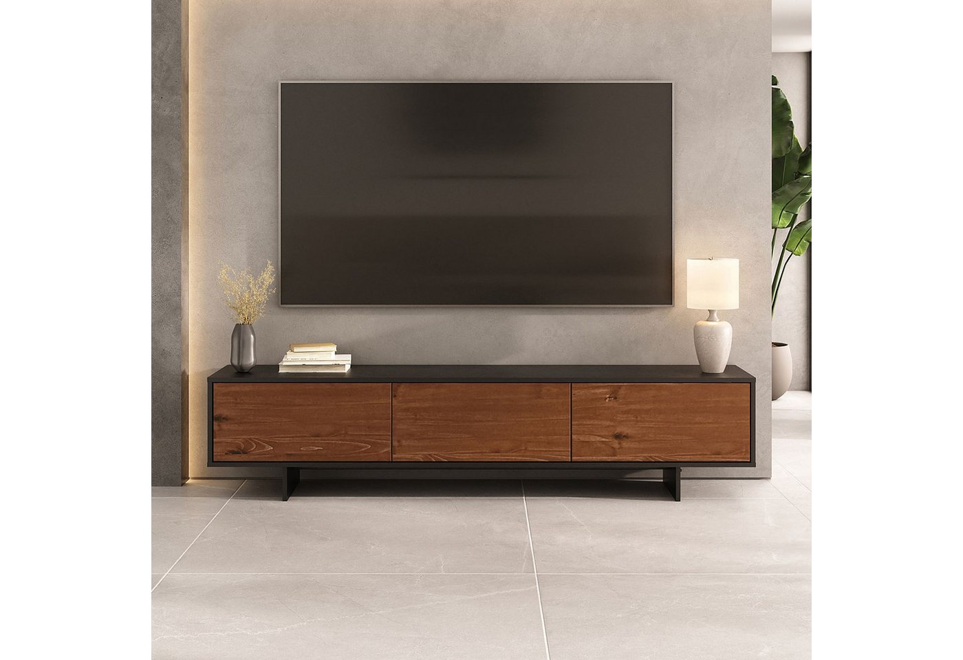 IDIMEX Lowboard ARTO, Sideboard mit Stauraum und Massivholz Fronten Schwarz Kastanie farben IDIMEX Lowboard ARTO, Sideboard mit Stauraum und Massivholz Fronten Schwarz Kastanie farben von IDIMEX