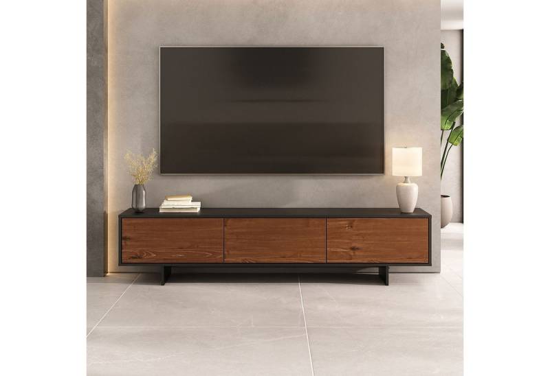 IDIMEX Lowboard ARTO, Sideboard mit Stauraum und Massivholz Fronten Schwarz Kastanie farben von IDIMEX