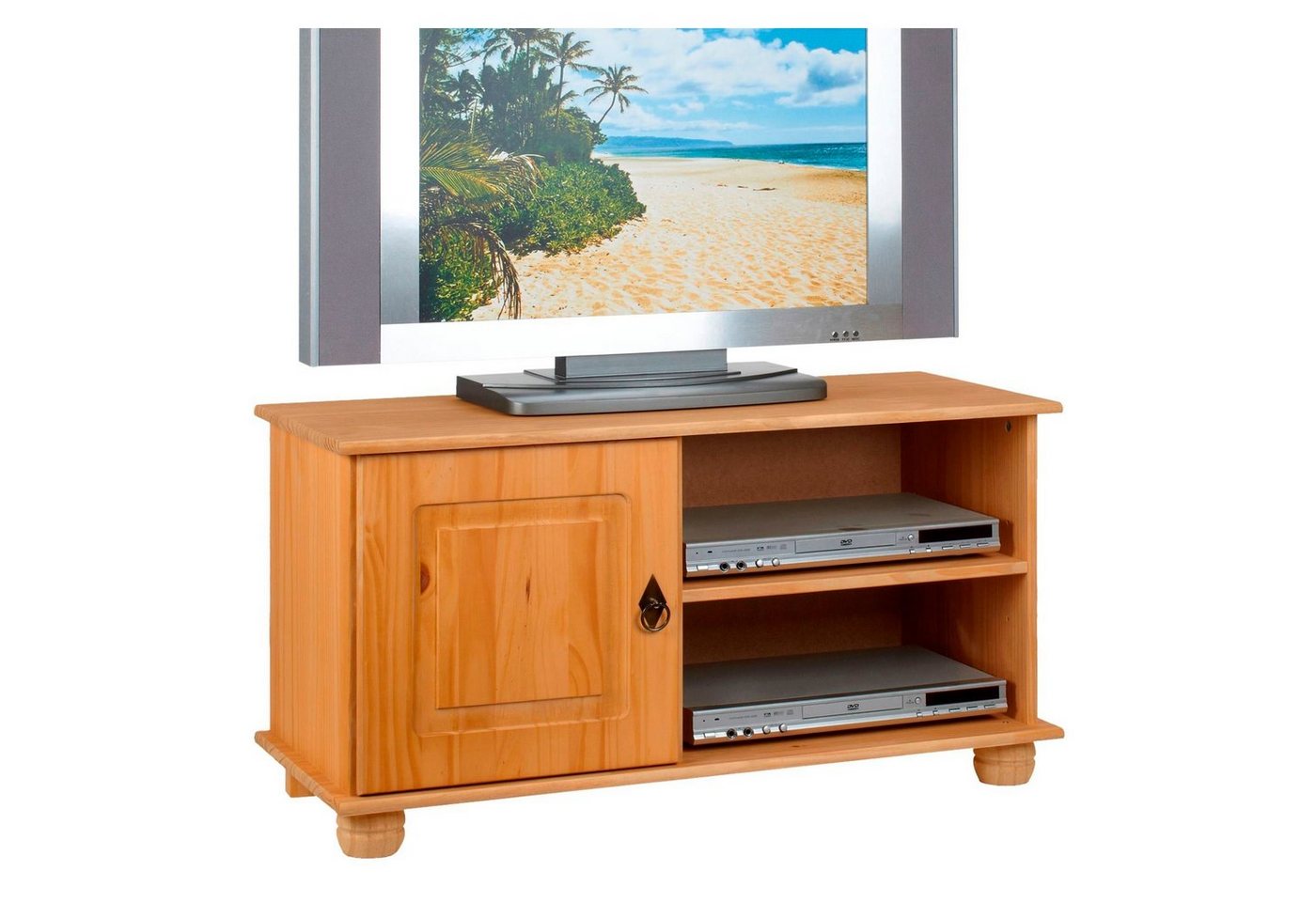 IDIMEX Lowboard BELFORT, TV Möbel Lowboard Kiefer massiv 1 Tür 2 Ablagen Fernsehtisch TV Möbel von IDIMEX