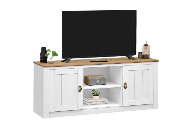 IDIMEX Lowboard BOLTON, TV Lowboard Bank Fernsehtisch aus Kiefer Massivholz mit 2 Türen lackie von IDIMEX