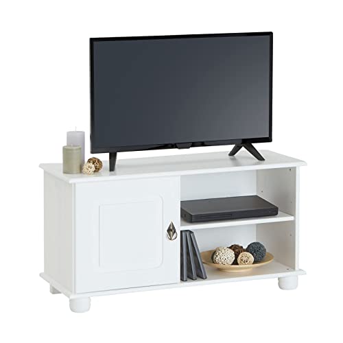 IDIMEX Lowboard Belfort aus Kiefer massiv in weiß lackiert, praktisches TV Möbel mit 1 Tür, Zeitloser Fernsehschrank mit 2 Ablageflächen von IDIMEX