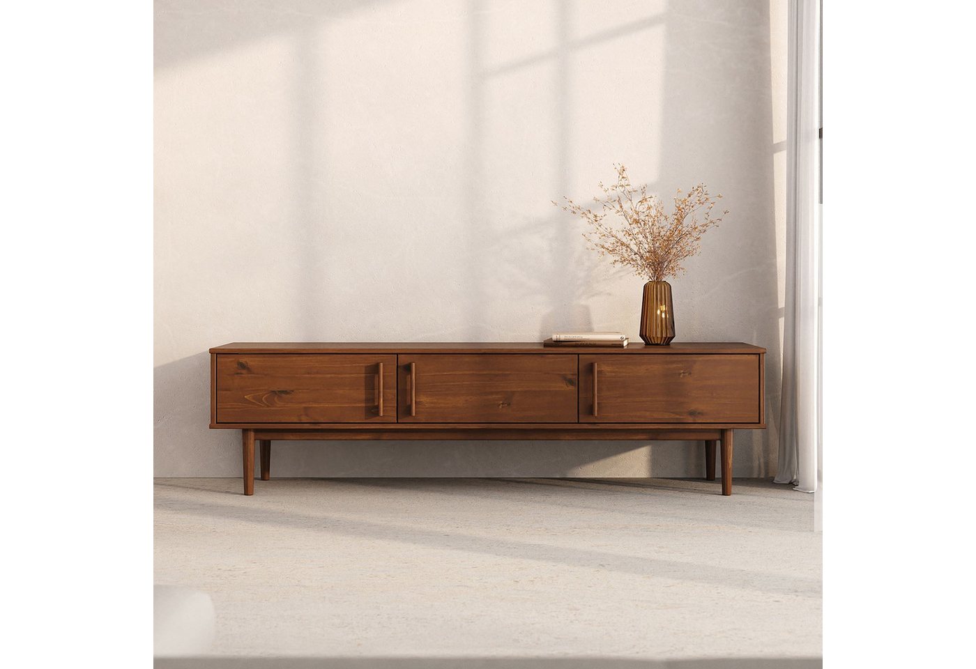 IDIMEX Lowboard TECCA, Niedriges Sideboard aus Massivholz 3 Türen Wohnzimmer kastanie farben IDIMEX Lowboard TECCA, Niedriges Sideboard aus Massivholz 3 Türen Wohnzimmer kastanie farben von IDIMEX
