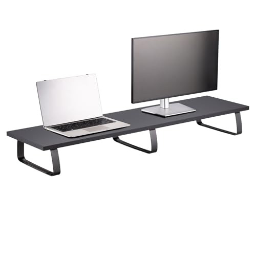 IDIMEX Monitorständer Milford - Desktop-Organizer, Schwarz, 100x27x13 cm, Belastbar bis 20kg, Modernes Design, Einfache Montage von IDIMEX