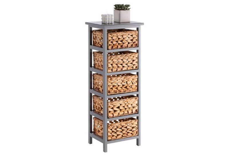 IDIMEX Nachtkommode ARBO, Kommode Schubladenschrank Regal aus Paulownia Holz mit 5 Körben von IDIMEX