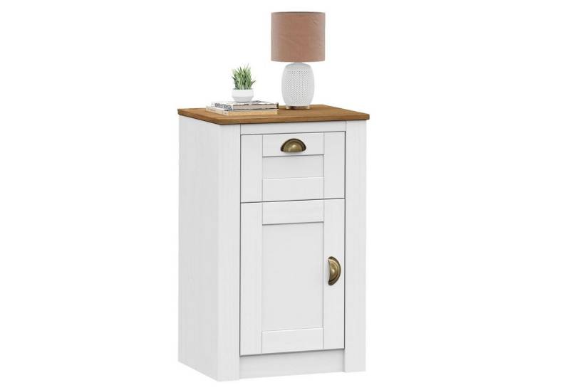 IDIMEX Nachtkommode BOLTON, Nachttisch aus Holz mit 1 Schublade und Tür Muschelgriffe Kommode Land von IDIMEX