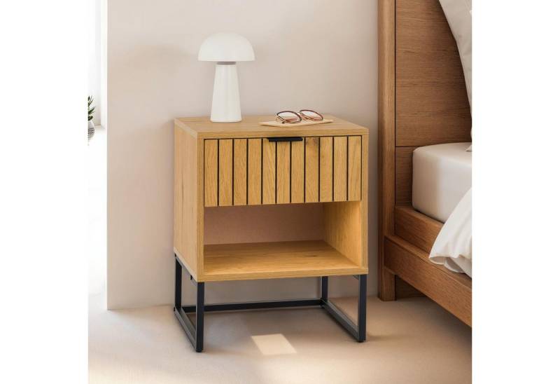IDIMEX Nachtkommode MESTO, Nachtschrank mit Schublade und Ablagefach, modernes Rillen-Design von IDIMEX
