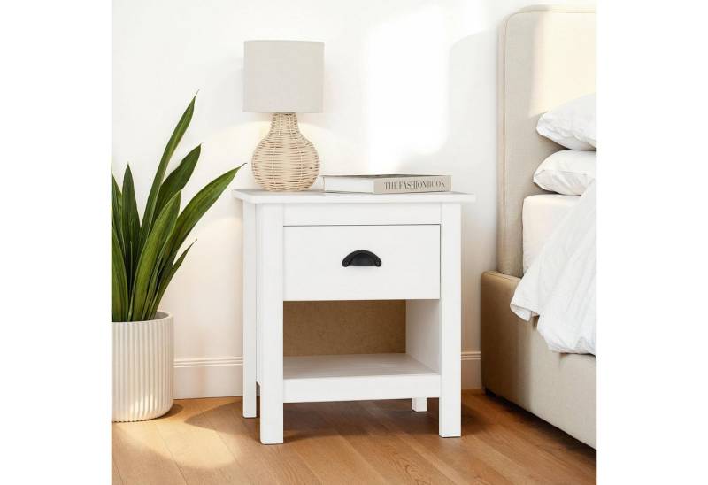IDIMEX Nachtkommode TILLY, Nachtschrank mit Ablage und Schublade mit Muschelgriff weiß von IDIMEX