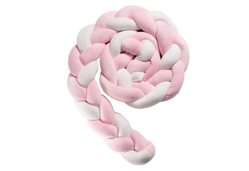 IDIMEX Nestchenschlange SNAKE, Bettschlange für Kinderbett geflochten Zopfform Samt rosa 180cm von IDIMEX