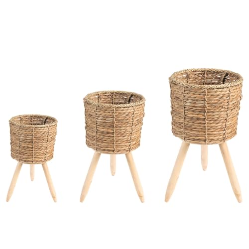 IDIMEX Pflanzkorb Tonga 3er Set Natur – Pflanzkörbe aus Seegras mit abnehmbaren Beinen, Übertopf Rattan, Zimmerpflanzen Blumenständer von IDIMEX