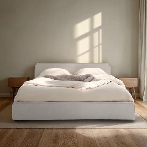 IDIMEX Polsterbett MARINI Doppelbett 120x200 cm in hellgrau - Bett gepolstert mit Lattenrost, modernes Design & stabiles Holzgestell mit Kunststofffüßen von IDIMEX