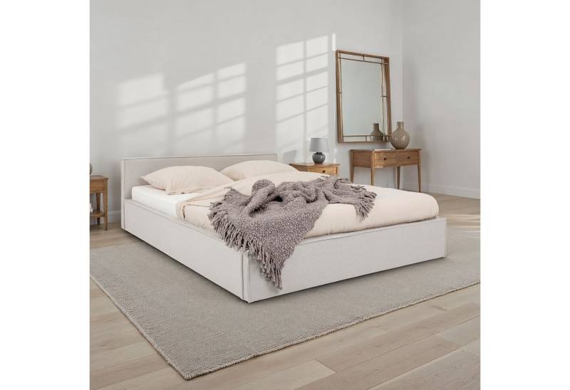 IDIMEX Polsterbett PESARO, Doppelbett 160x200 cm mit Lattenrost Leinen Optik Hellgrau von IDIMEX