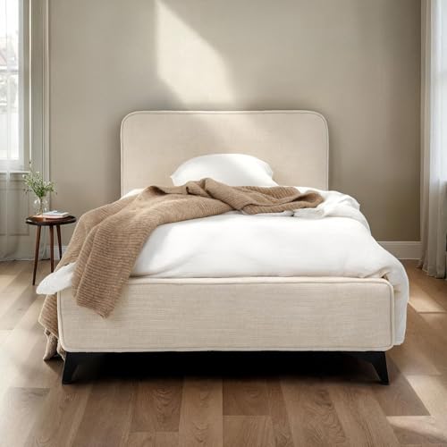 IDIMEX Polsterbett VIRETTA 90x200 in weiß - Einzelbett mit Lattenrost & Chenille Stoffbezug. Bett in modernem Design mit stabilem Holzrahmen & Metallbeine IDIMEX Polsterbett VIRETTA 90x200 in weiß - Einzelbett mit Lattenrost & Chenille Stoffbezug. Bett in modernem Design mit stabilem Holzrahmen & Metallbeine von IDIMEX