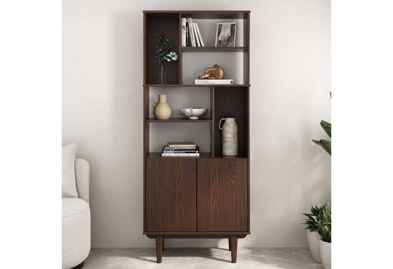 IDIMEX Regal SIMONA, Modernes Holzregal mit Türen & Fächern Design Regal nussbaum farben von IDIMEX