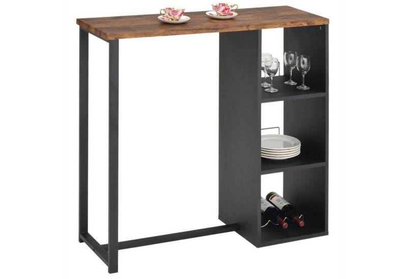 IDIMEX Säulen-Esstisch PIAVA, Bartisch Stehtisch Küchentheke Bartresen mit Regal modernes Design von IDIMEX