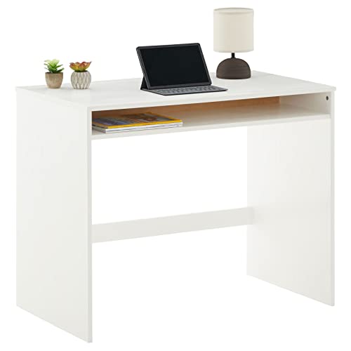 IDIMEX Schreibtisch Alice, Schlichter Computertisch im modernen Design, praktischer Bürotisch aus massiver Kiefer in weiß, schöner Arbeitstisch mit Ablagefach von IDIMEX