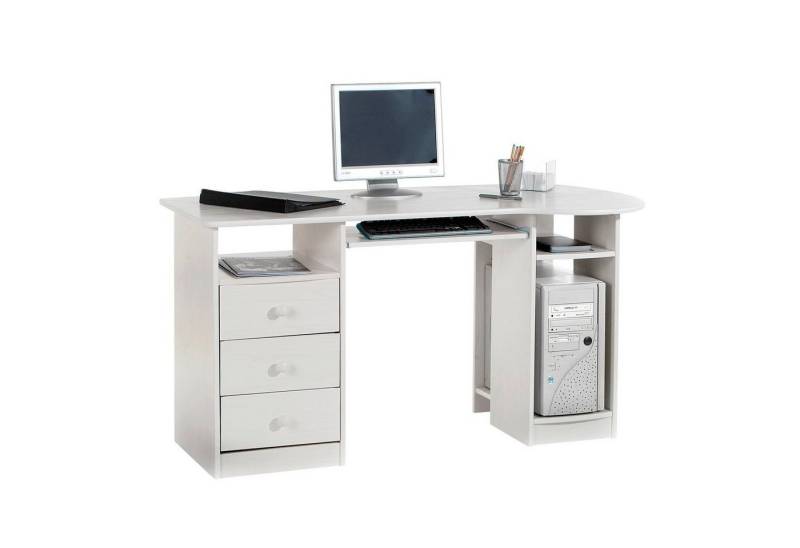 IDIMEX Schreibtisch BOB, Schreibtisch Computertisch PC-Schreibtisch, Kiefer massiv weiß lackier von IDIMEX