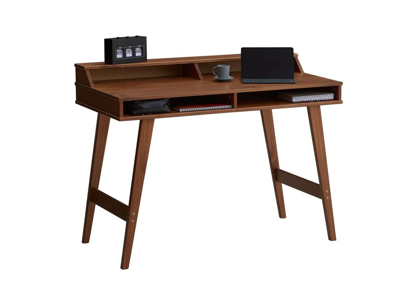 IDIMEX Schreibtisch LUNA, Schreibtisch Arbeitstisch Bürotisch 2 offenen Fächern Aufsatz Massivho von IDIMEX