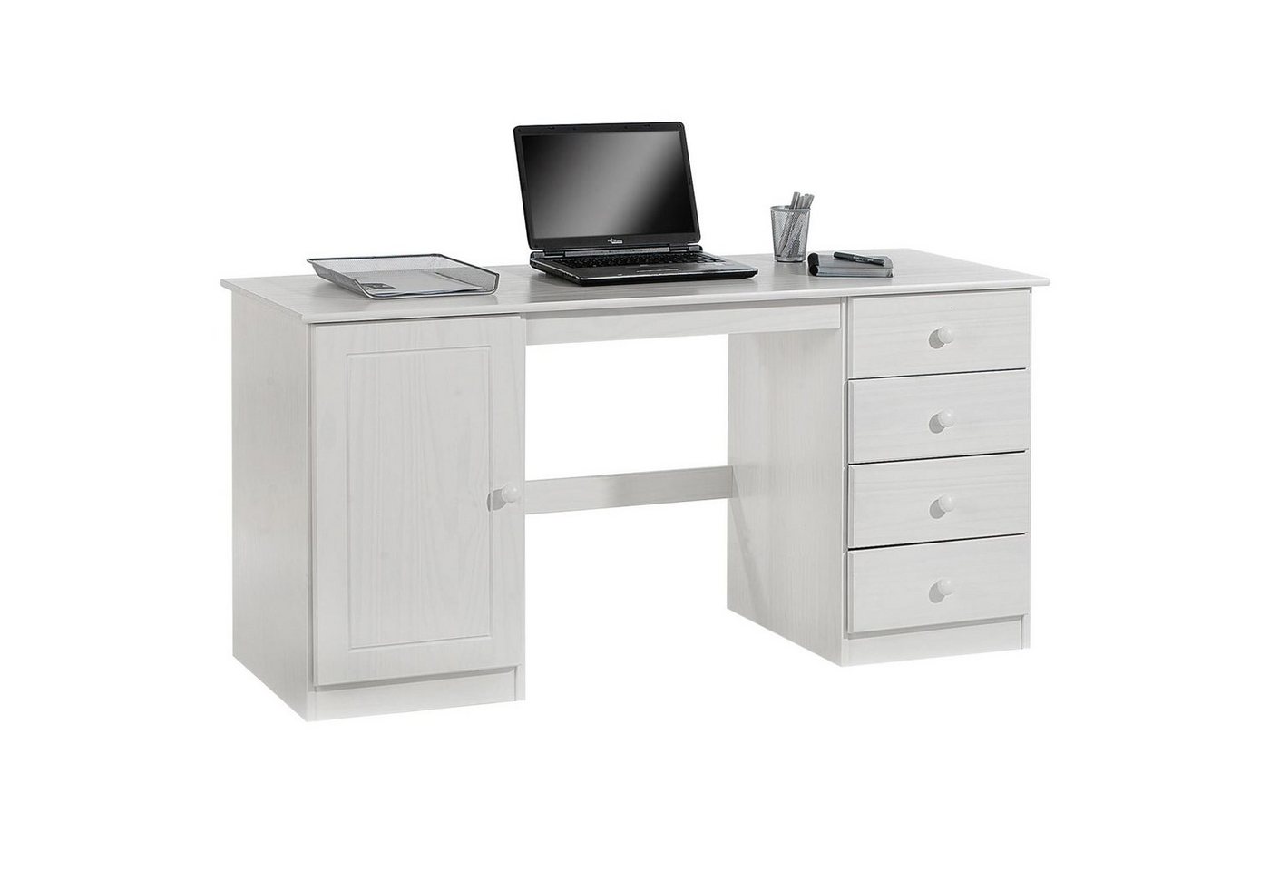 IDIMEX Schreibtisch MANAGER, Schreibtisch Computertisch PC-Schreibtisch, Kiefer massiv in weiß lack von IDIMEX