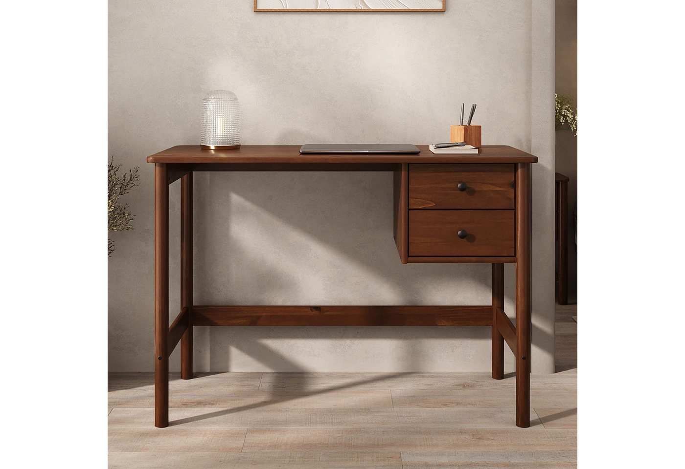 IDIMEX Schreibtisch MARLO, Holzschreibtisch mit 2 Schubladen aus Massivholz Kastanie farben IDIMEX Schreibtisch MARLO, Holzschreibtisch mit 2 Schubladen aus Massivholz Kastanie farben von IDIMEX