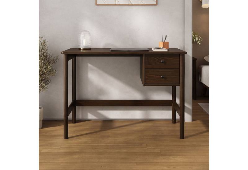 IDIMEX Schreibtisch MARLO, Holzschreibtisch mit 2 Schubladen aus Massivholz Nussbaum farben von IDIMEX