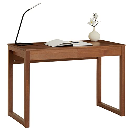 IDIMEX Schreibtisch NOAH in Kastanie aus Massivholz, Konsolentisch aus Kiefer mit 2 Schubladen, schmaler Bürotisch aus Holz mit Schubladen, skandinavisches Design von IDIMEX