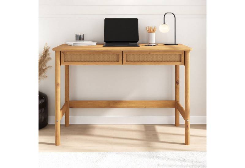 IDIMEX Schreibtisch RODRIGO, Tisch 110 cm breit aus Massivholz 2 Schubladen in Rattan Optik Kastani IDIMEX Schreibtisch RODRIGO, Tisch 110 cm breit aus Massivholz 2 Schubladen in Rattan Optik Kastani von IDIMEX