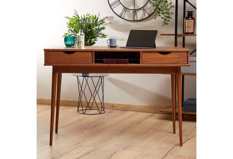 IDIMEX Schreibtisch STEFANO, Bürotisch mit Schubladen aus Massivholz Konsolentisch Kastanien farben von IDIMEX