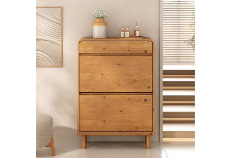 IDIMEX Schuhkommode NAEL, Schuhregal schmal Massivholz mit 2 Klappen & Schublade Eiche farben IDIMEX Schuhkommode NAEL, Schuhregal schmal Massivholz mit 2 Klappen & Schublade Eiche farben von IDIMEX